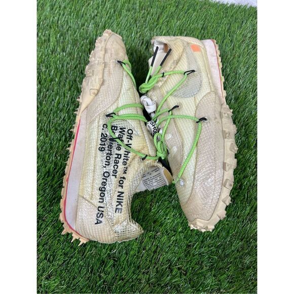 Nike x Off-White‎ Waffle Racer Electric Green Womens Size 14 Sneakers CD8180-100